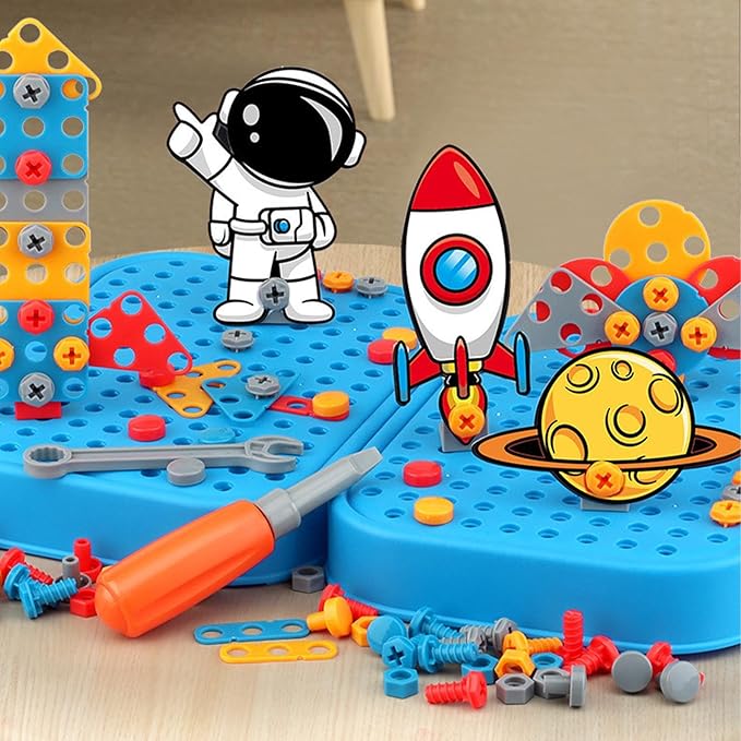 Children Creative Screw Tool Box Space Puzzle Game