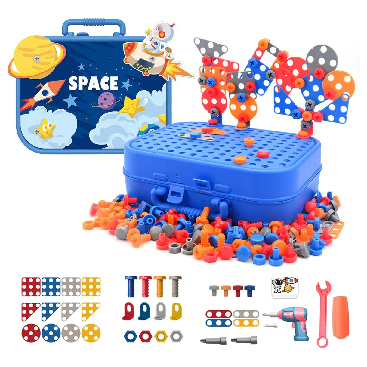 Children Creative Screw Tool Box Space Puzzle Game