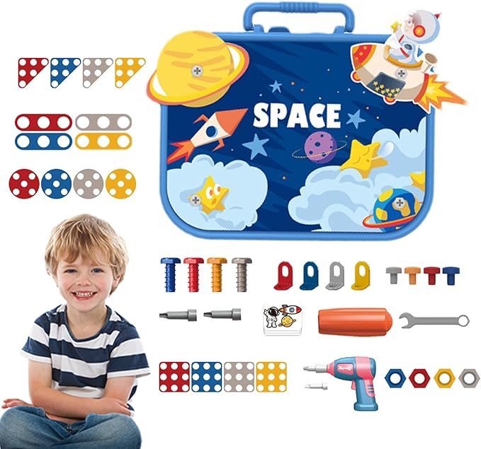 Children Creative Screw Tool Box Space Puzzle Game