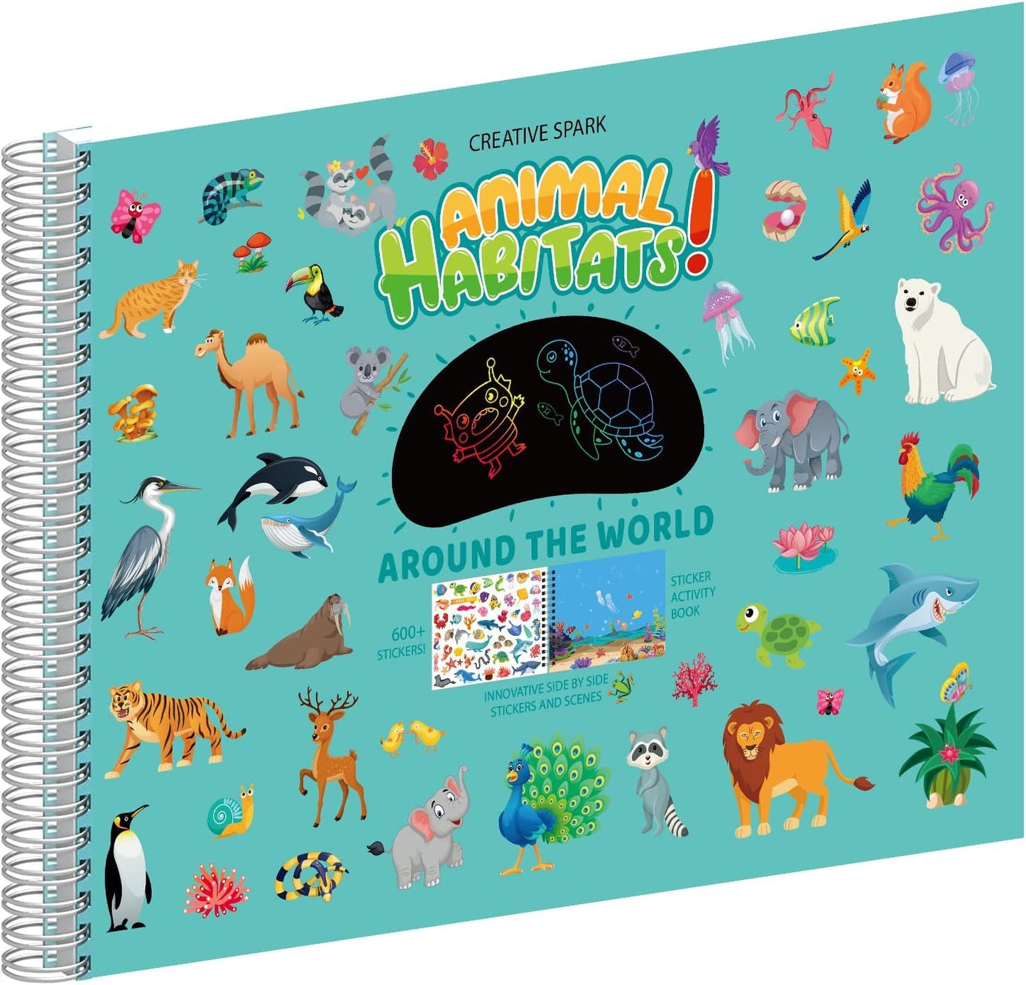 🎨 Kiddoland Animal Habitats Reusable Sticker Activity Book – 600+ Stickers