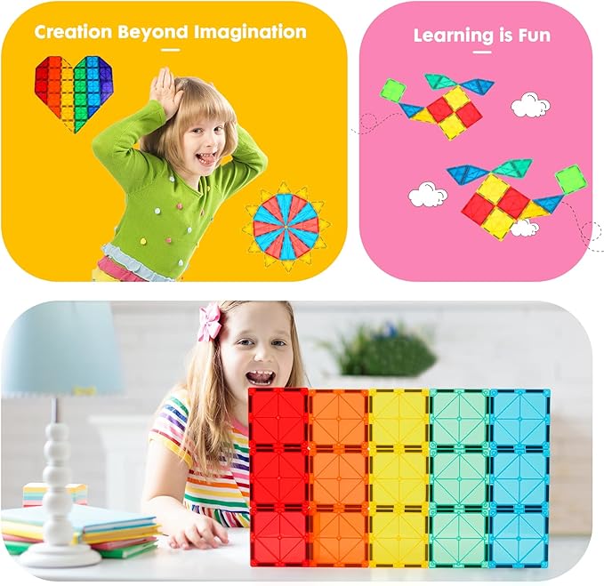 Magnetic Tiles Building Blocks โ STEM Building Toy for Kids
