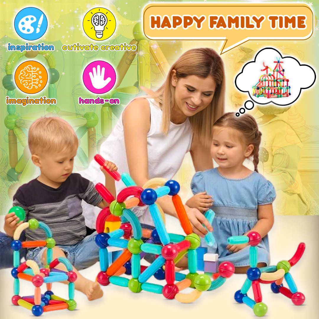 Magnetic Building Blocks + FREE 6000 Pages 7 IN 1 PDF Worksheet For Kids