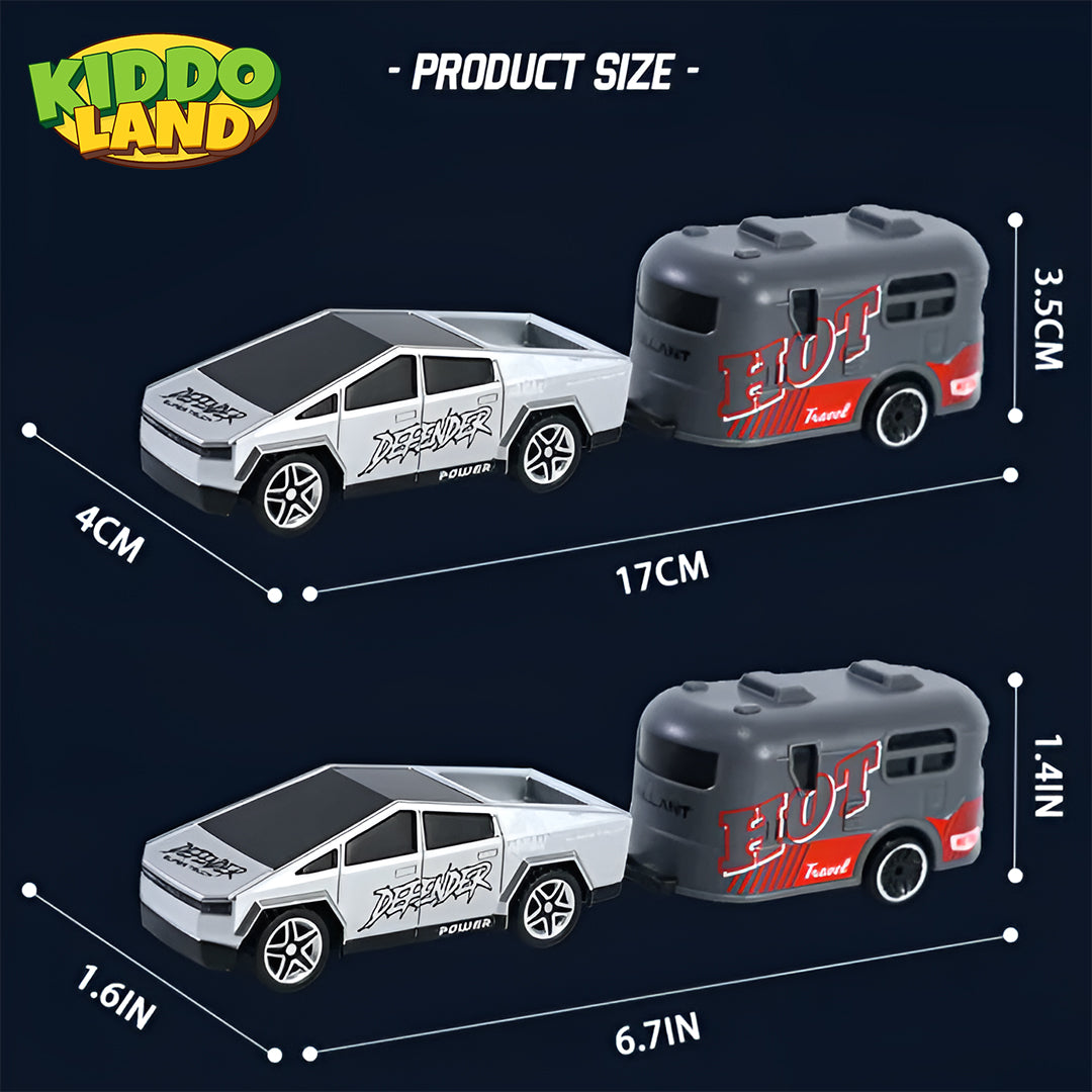 2-in-1 Miniature R/c CyberrTruck with Trailer & Led Lights Rechargeable 🏎️🕹️