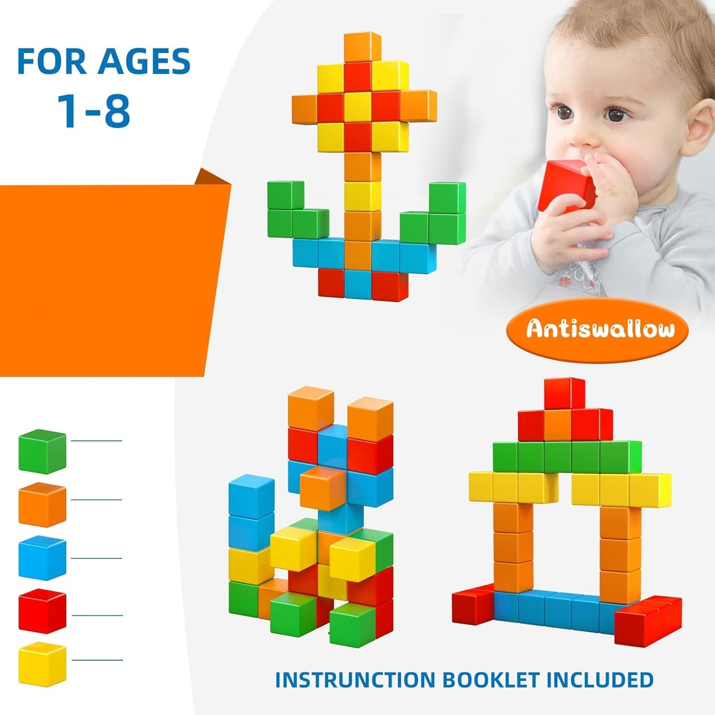 25PCS Magnetic Building Blocks Toys| Magnetic Cubes for Kids 1-3 Montessori Toys STEM Preschool Educational Building Cube