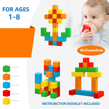 25PCS Magnetic Building Blocks Toys| Magnetic Cubes for Kids 1-3 Montessori Toys STEM Preschool Educational Building Cube