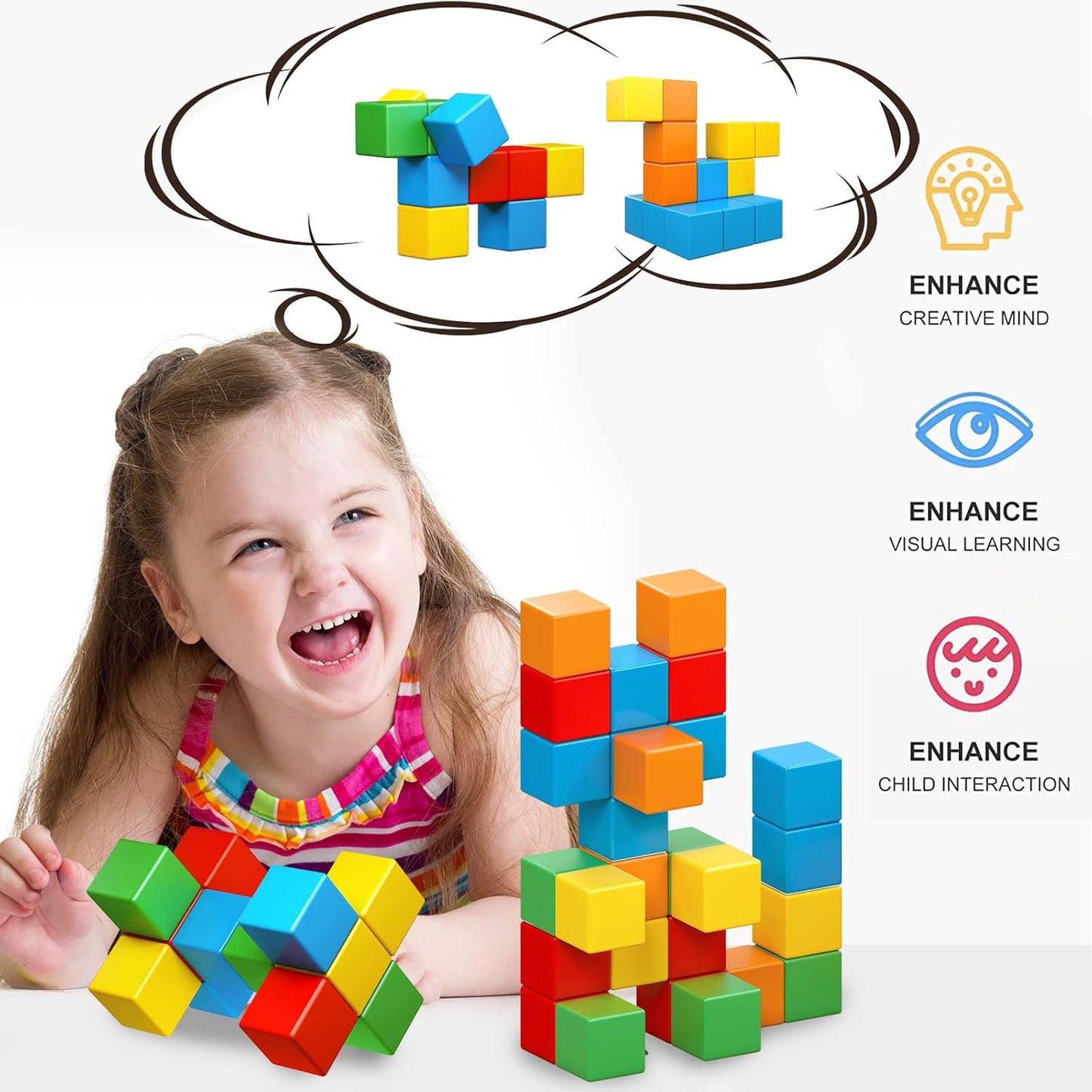25PCS Magnetic Building Blocks Toys| Magnetic Cubes for Kids 1-3 Montessori Toys STEM Preschool Educational Building Cube