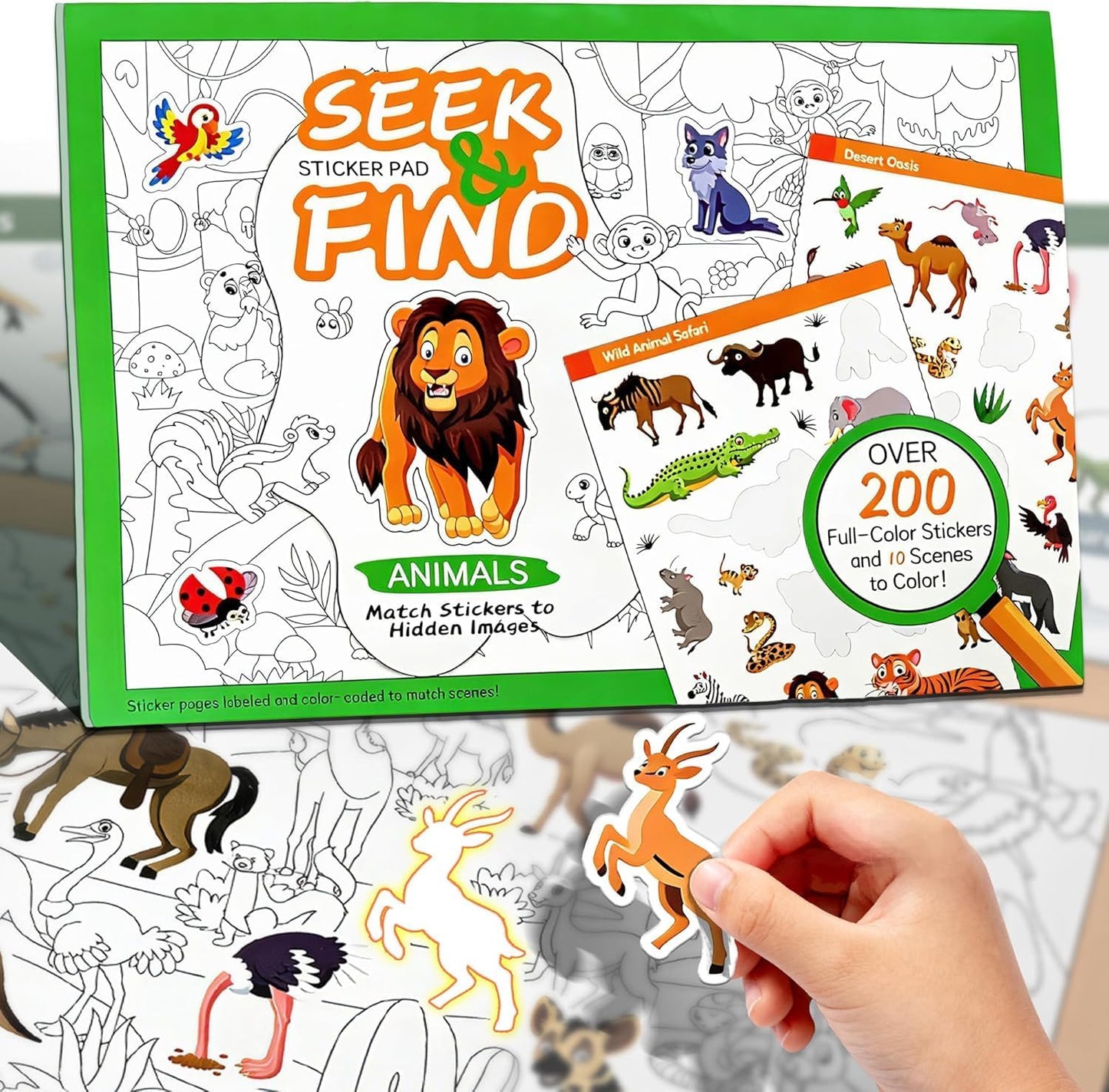 Kiddoland Seek & Find Sticker Activity Book – Adventure Scenes & Fun Learning for Kids