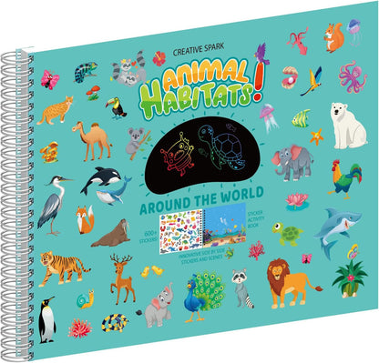 🎨 Kiddoland Animal Habitats Reusable Sticker Activity Book – 600+ Stickers