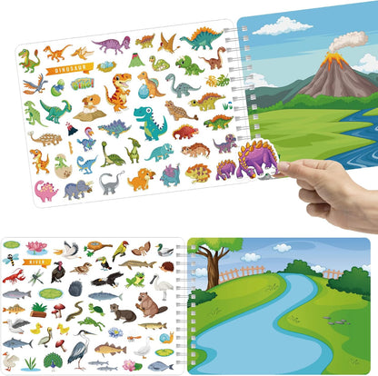 🎨 Kiddoland Animal Habitats Reusable Sticker Activity Book – 600+ Stickers