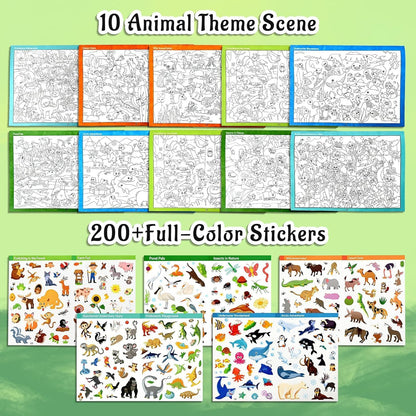 Kiddoland Seek & Find Sticker Activity Book – Adventure Scenes & Fun Learning for Kids