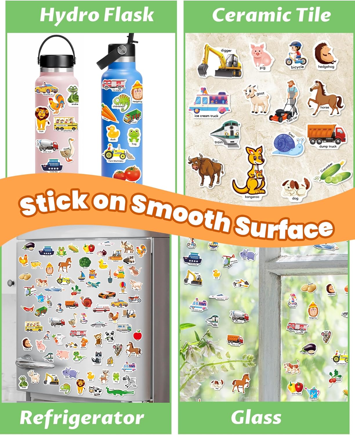 Kiddoland 🌈 Reusable Sticker Activity Books Combo – Vehicles, Farm & Animals Themes | Pack of 3