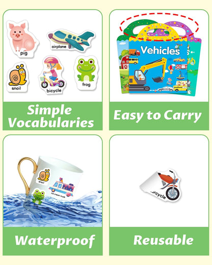 Kiddoland 🌈 Reusable Sticker Activity Books Combo – Vehicles, Farm & Animals Themes | Pack of 3