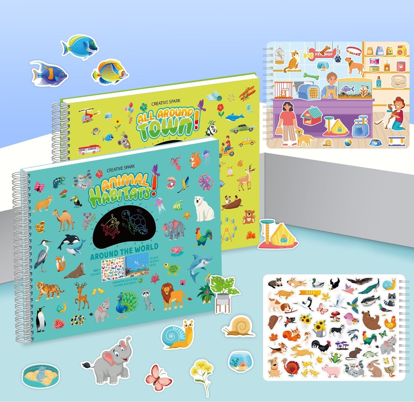 🎨 Kiddoland Animal Habitats Reusable Sticker Activity Book – 600+ Stickers