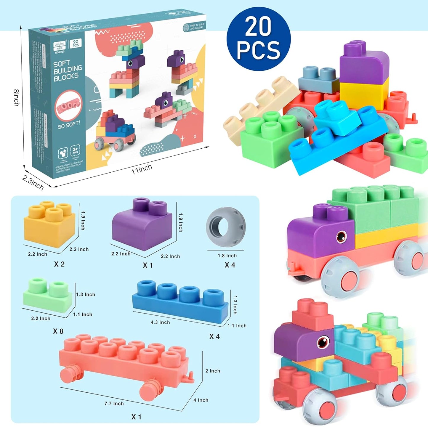 Soft Building Blocks 20Pcs (Large Size)