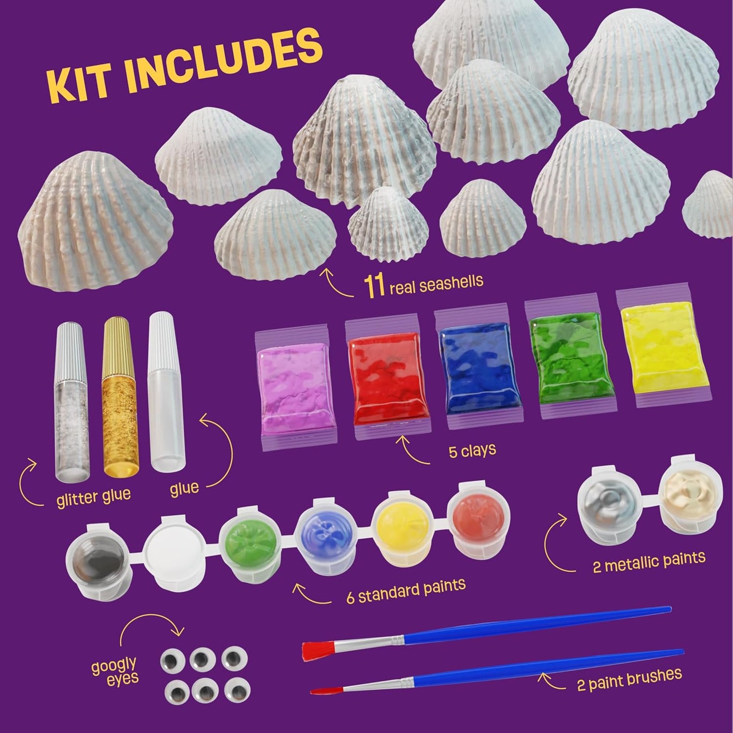 Kids Sea Shell Painting Kit - Arts & Crafts Gifts for Boys and Girls - Craft Activities Kits