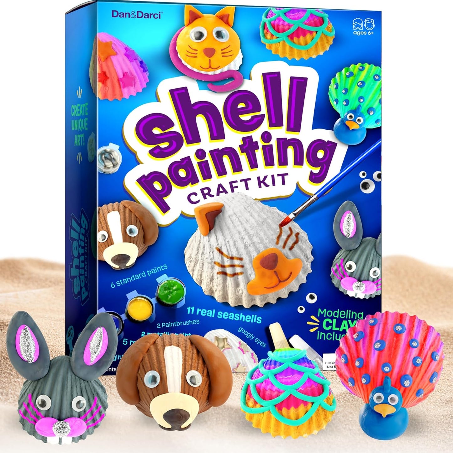 Kids Sea Shell Painting Kit - Arts & Crafts Gifts for Boys and Girls - Craft Activities Kits