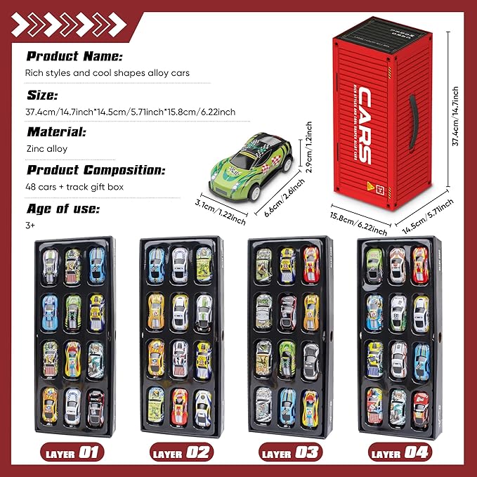 48PCS Die-Cast Pull Back Cars