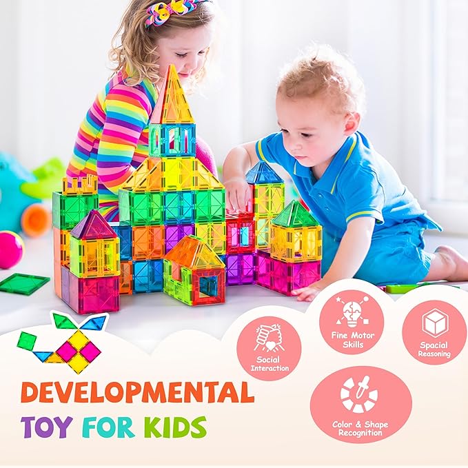 Magnetic Tiles Building Blocks  – STEM Building Toy for Kids