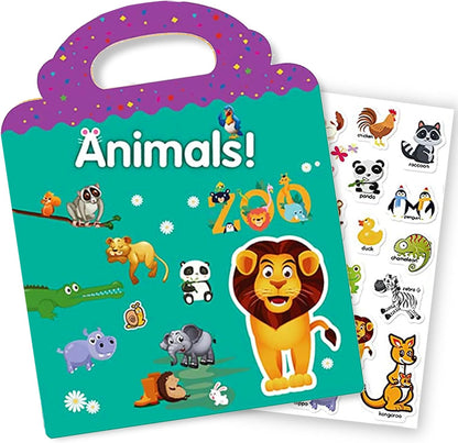 Kiddoland 🌈 Reusable Sticker Activity Books Combo – Vehicles, Farm & Animals Themes | Pack of 3