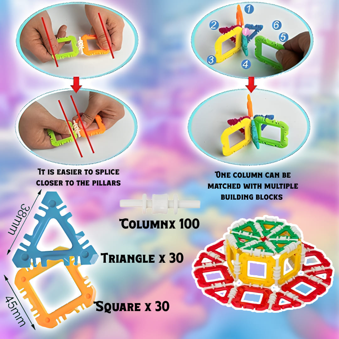 160 PCS Click Bricks  + FREE 6000 Pages 7 IN 1 PDF Worksheet For Kids