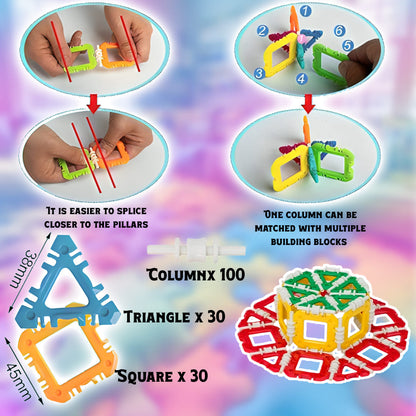 160 PCS Click Bricks  + FREE 6000 Pages 7 IN 1 PDF Worksheet For Kids