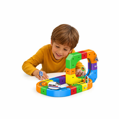 Magnetic DIY Cube Rail Train 55 Pcs Set - Educational Building Track Toy for Kids