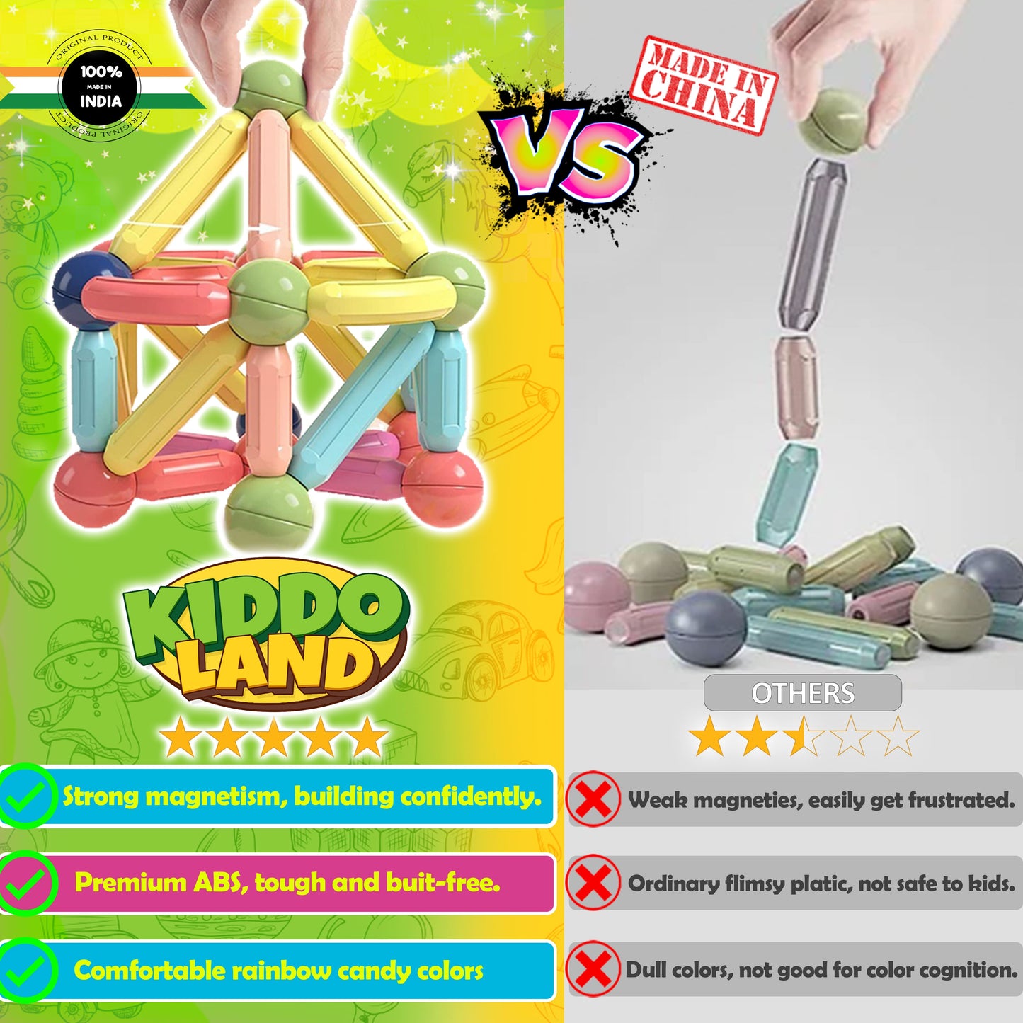 Magnetic Building Blocks + FREE 6000 Pages 7 IN 1 PDF Worksheet For Kids