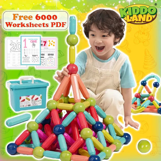 Magnetic Building Blocks + FREE 6000 Pages 7 IN 1 PDF Worksheet For Kids